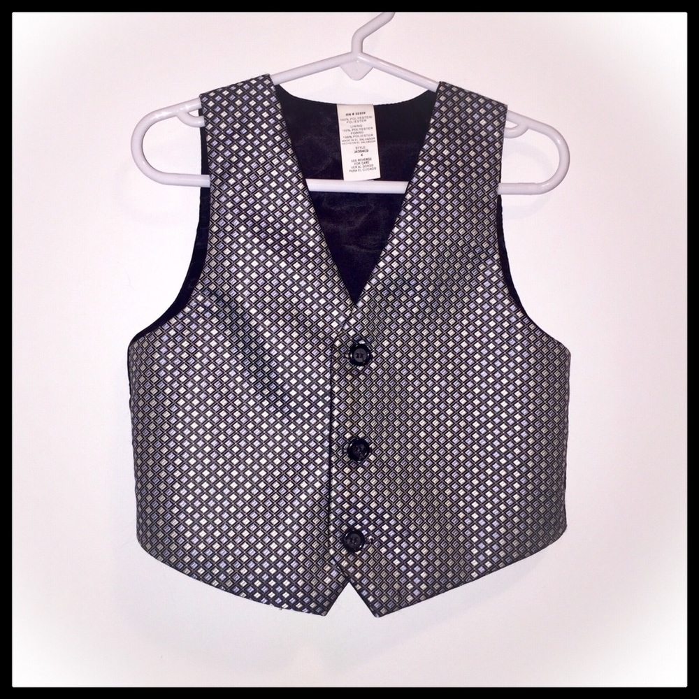 Little Boy’s Suit Vest - Shiny Silver Pattern! 4T